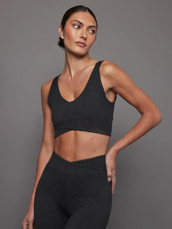 Sports bra for dance class -Wrap Bra in Heather Melt - Charcoal Heather