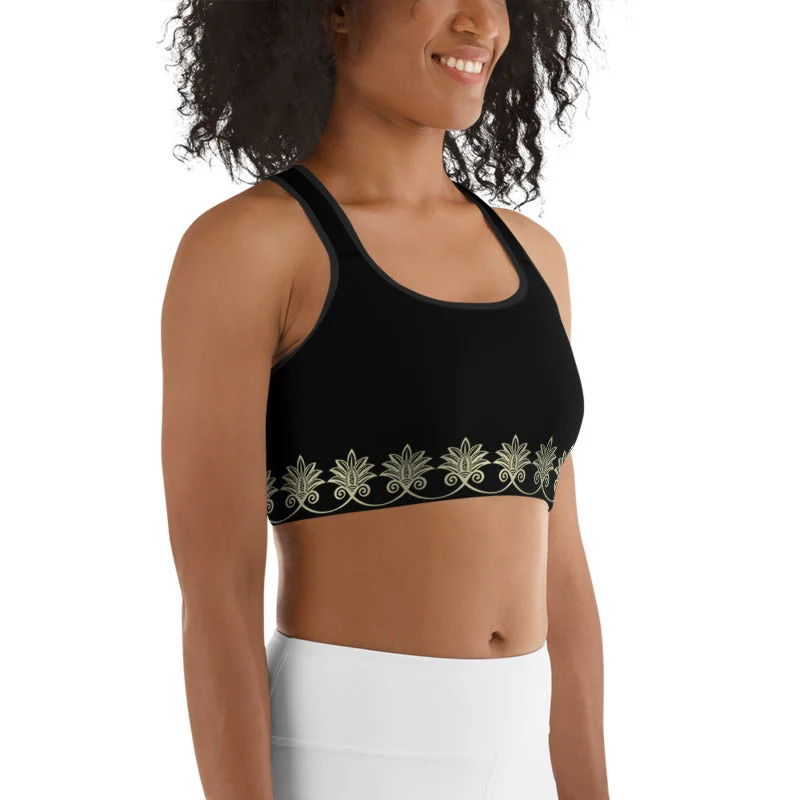 Sports bra with cool design -Prana (Black) Sports bra