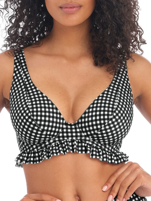 Quick-dry swimwear for pool -Check In High Apex Bikini Top - Monochrome