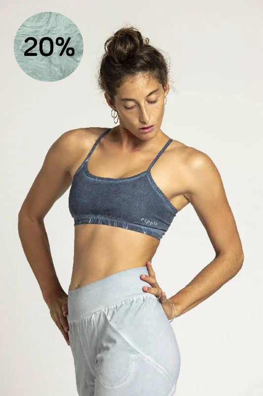 Sports bra for large bust -Stonewash Criss Cross Bra