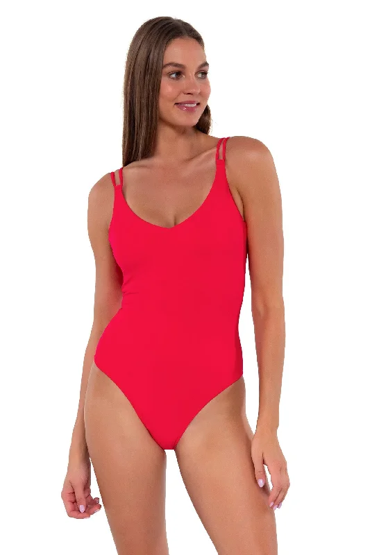 Swimwear for water yoga -Sunsets Geranium Veronica One Piece