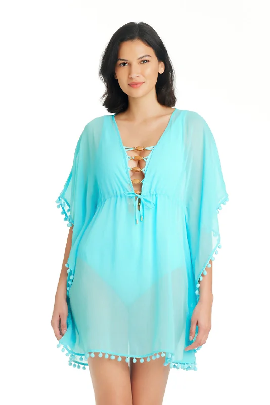 Trendy swimwear for men’s pool -Bleu Rod Beattie Gypset Light Aqua Caftan