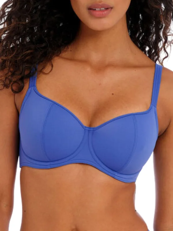 High-waisted swimwear for pool -Jewel Cove Sweetheart Bikini Top - Plain Azure