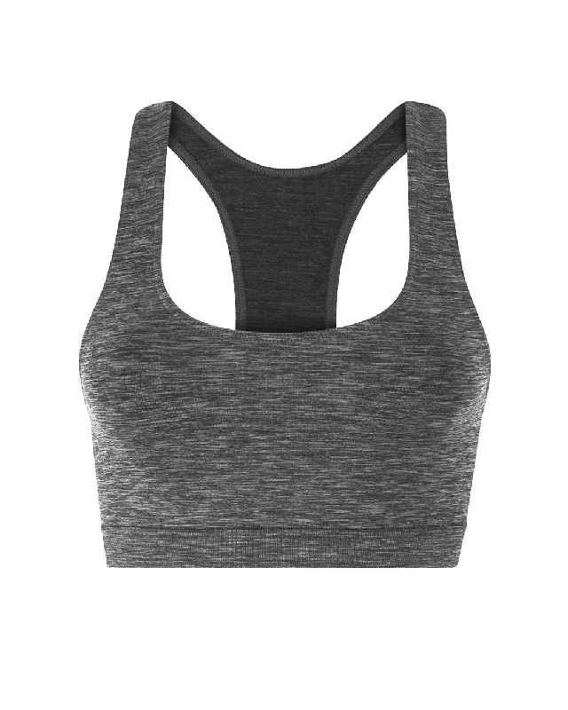 Sports bra with trendy straps -ELATED Bra Top | Marl