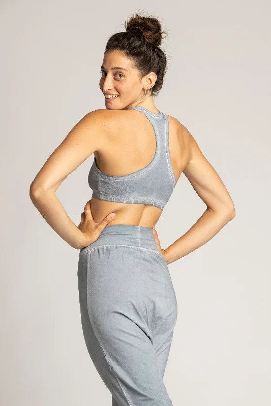 Sports bra for outdoor fitness -I'mPerfect Stonewash Racer-Back Bra 50%off