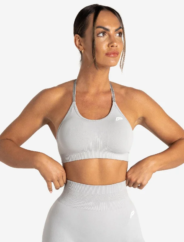 Sports bra with trendy straps -Scrunch Seamless Sports Bra - Grey