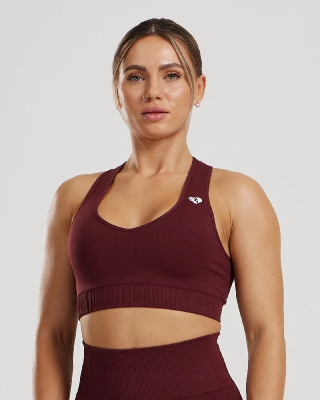 Sports bra for running goals -Power Seamless Sweetheart Bra | Dark Cherry