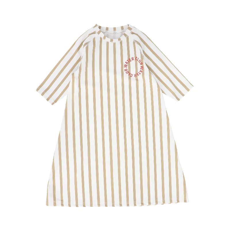 Breathable swimwear for pool -WATER CLUB TAN LOGO STRIPED COVER UP [FINAL SALE]