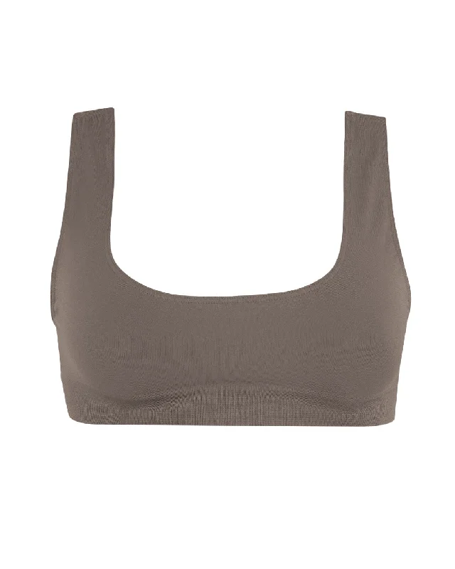 Sports bra for intense cardio -SERENE Bikini Bra Top | Muddy Grey