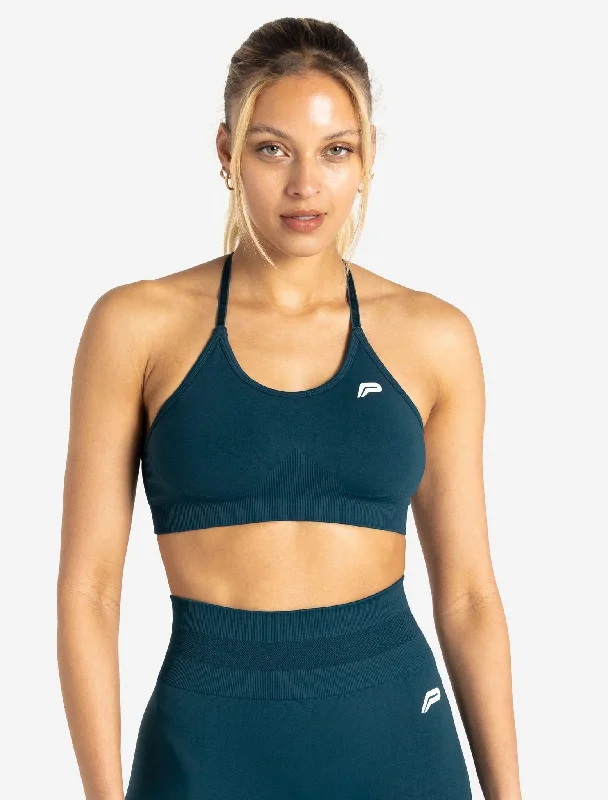 Sports bra for gym routines -Scrunch Seamless Sports Bra - Dark Teal