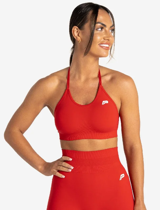 Sports bra for yoga class -Scrunch Seamless Sports Bra - Candy Red