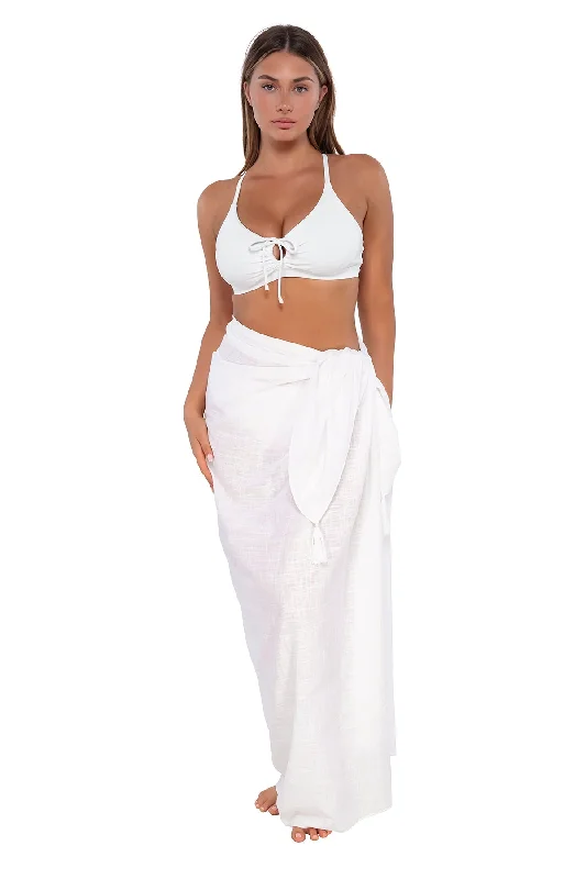 Casual swimwear for women’s pool -Sunsets White Lily Paradise Pareo