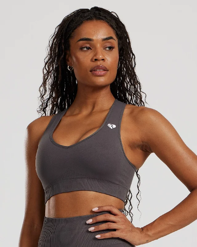 Sports bra for yoga routines -Power Seamless Sweetheart Bra | Graphite