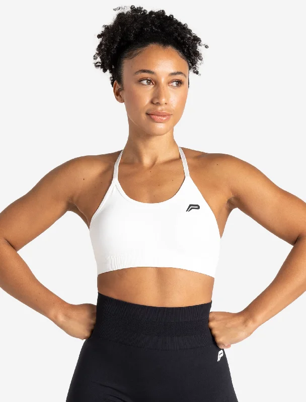 Sports bra for active cardio -Scrunch Seamless Sports Bra - White