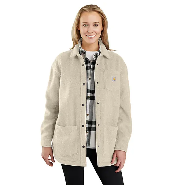 Affordable sports jacket for running -Women's Loose Fit Brushed Fleece Shirt Jacket - Oat Milk Heather