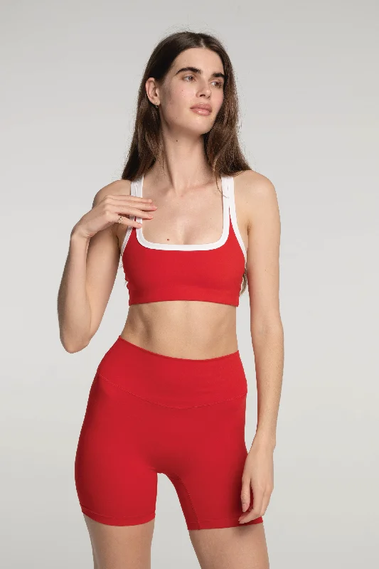 Breathable mesh sports bra -Racer Bra - Cherry