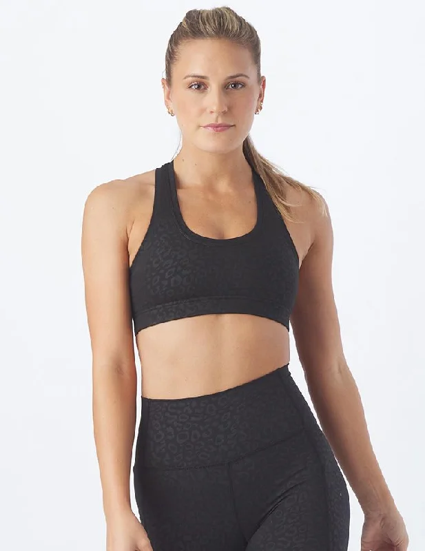 Sports bra with chic fit -Notch Bra: Black Leopard Gloss