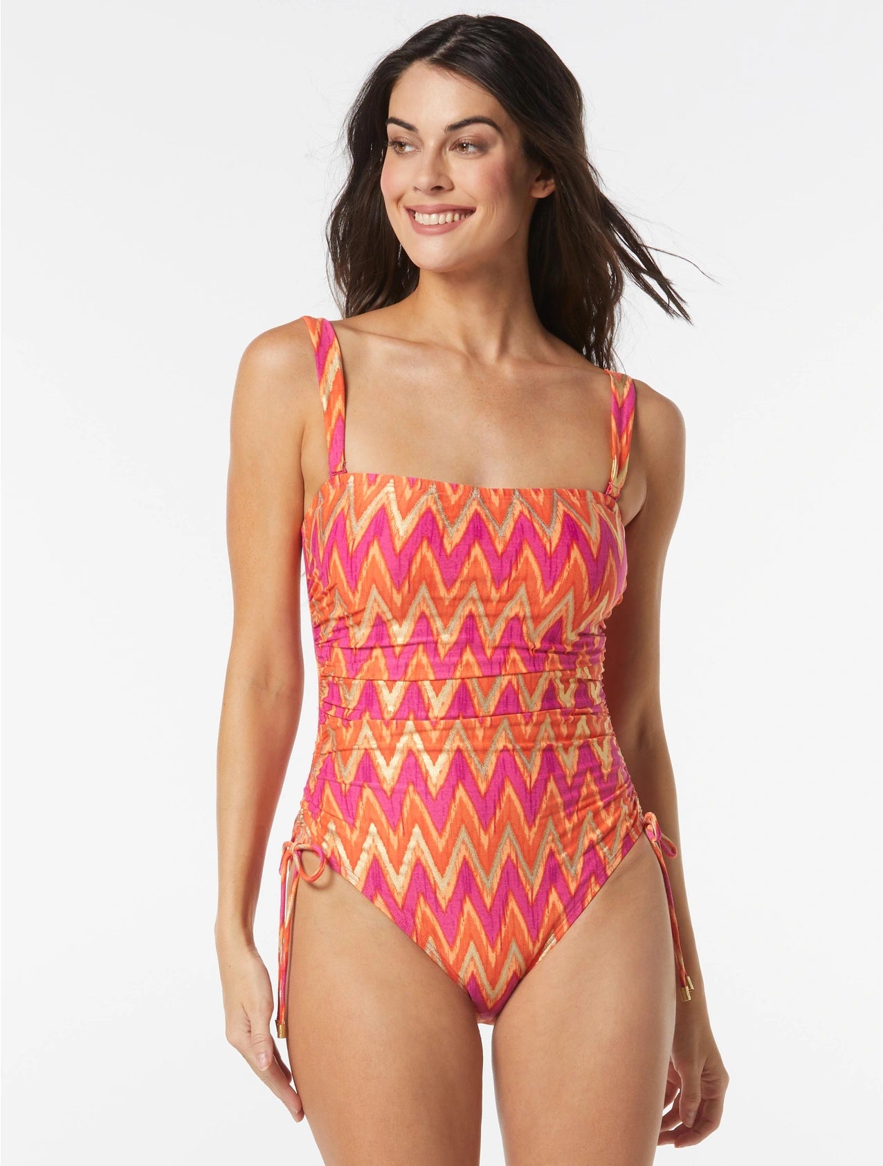 Patterned swimwear for fashion -Coco Contours Playa Zig-Zag Foil Pandora One Piece