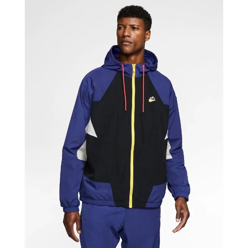 Navy sports jacket for women -Nike Sportswear Heritage Windrunner Hooded Jacket Deep Royal Blue/Black/Pure Platinum  CJ4358-455 Men's