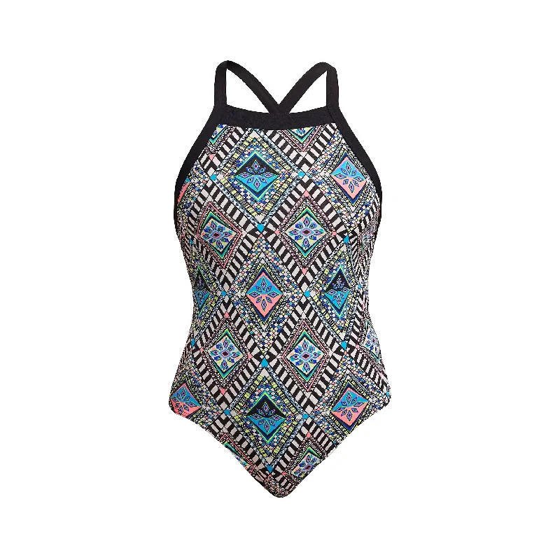 Breathable swimwear for pool -Weave Please | Ladies Sky Hi One Piece