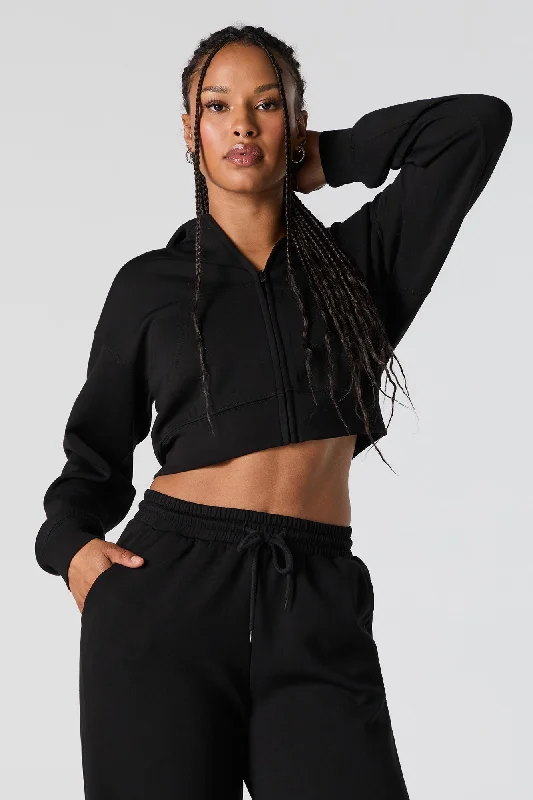 Sports top with fun print -Active Zip-Up Cropped Fleece Hoodie