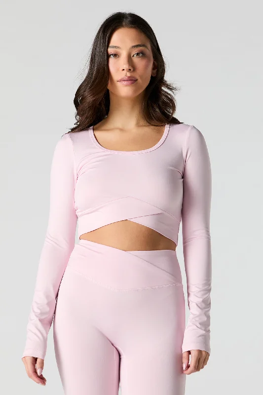 Sports top for active cardio -Active Criss Cross Hem Long Sleeve Top