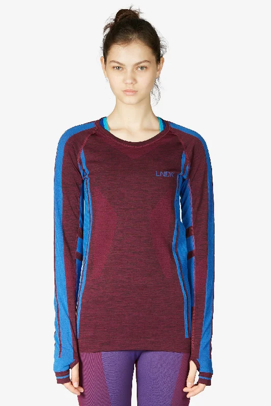 Sports top with comfy fit -Colours Long Sleeve Top - Burgundy Marl