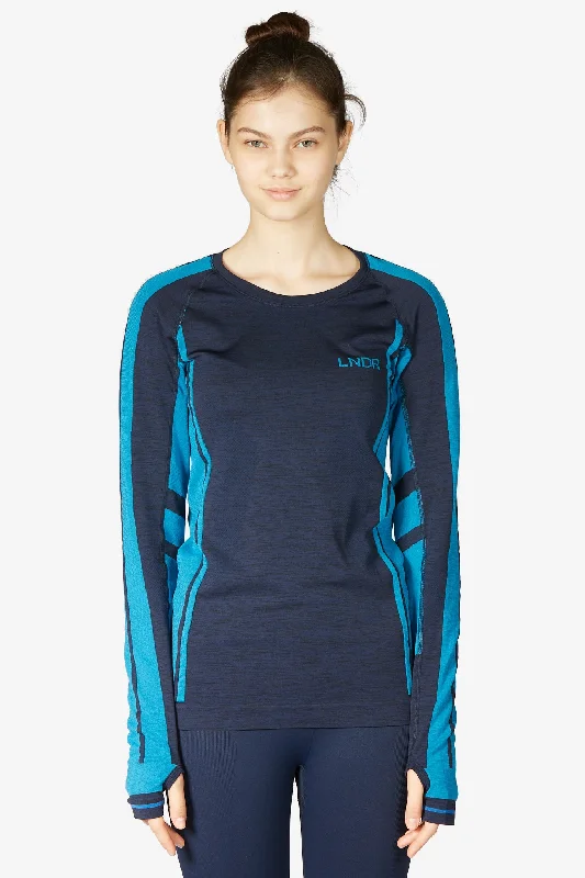 Sports top with moisture-wicking -Colours Long Sleeve Top - Navy Marl