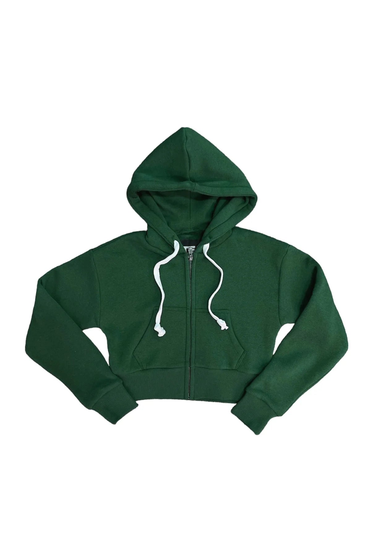 Sports top for active gym -Dylan Zip Crop Hoody- Pine