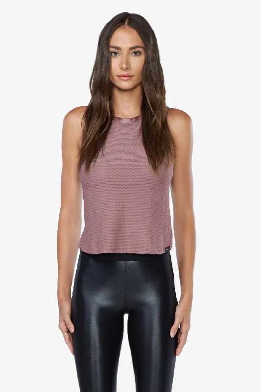 Sports top with mesh panels -Crescent Crop Top - Marsala