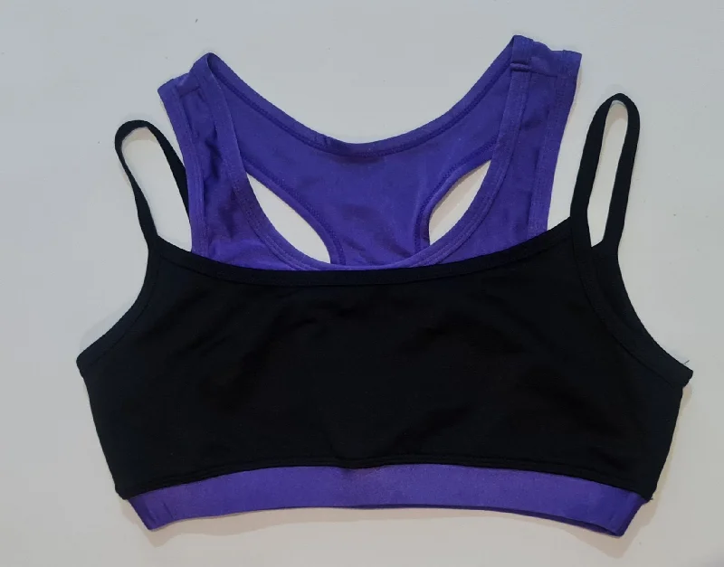 Sports top with slim fit -Double Under Crop Top Purple- SALE