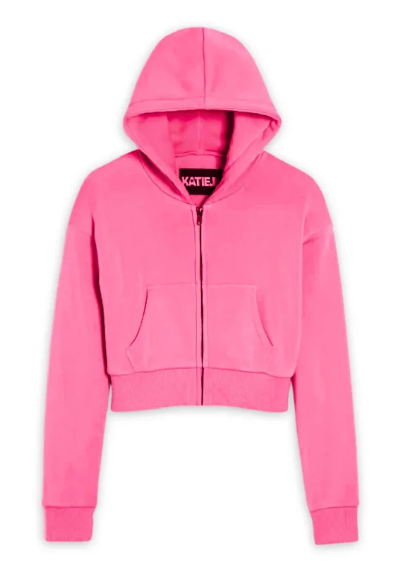 Sports top with smooth design -Dylan Vintage Rose Zip Crop Hoodie