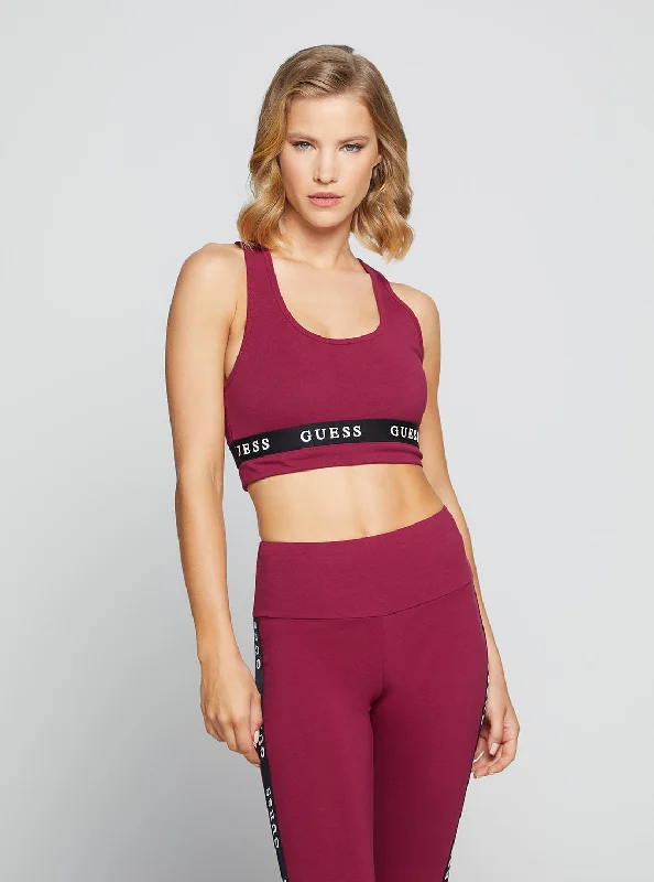 Sports top for power walking -Eco Purple Aline Active Logo Crop Top