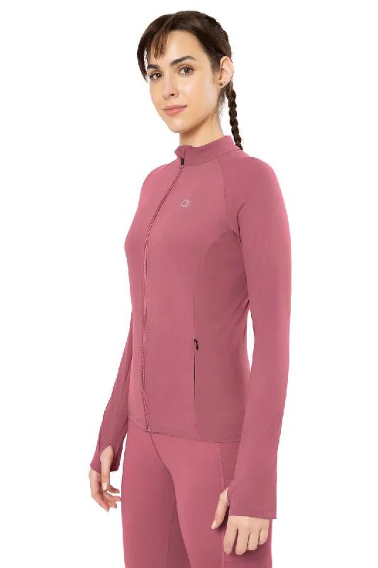 Sports top with bold design -Energize Performance Full Sleeve Active Jacket - Heather Rose