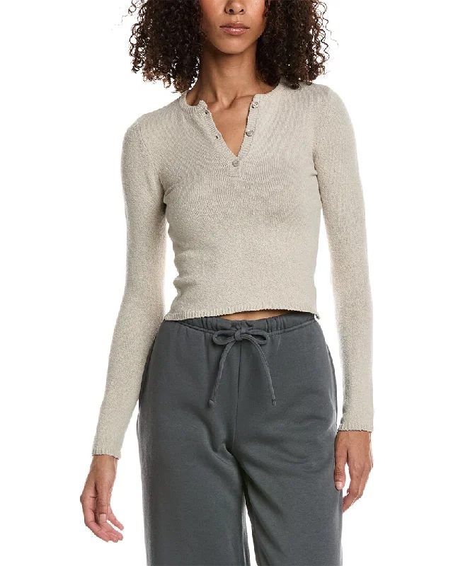 Sports top with soft lining -IVL Collective Boucle Henley Shirt