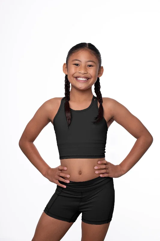 Sports top with thin straps -Luxe Ellidy Black Crop Top