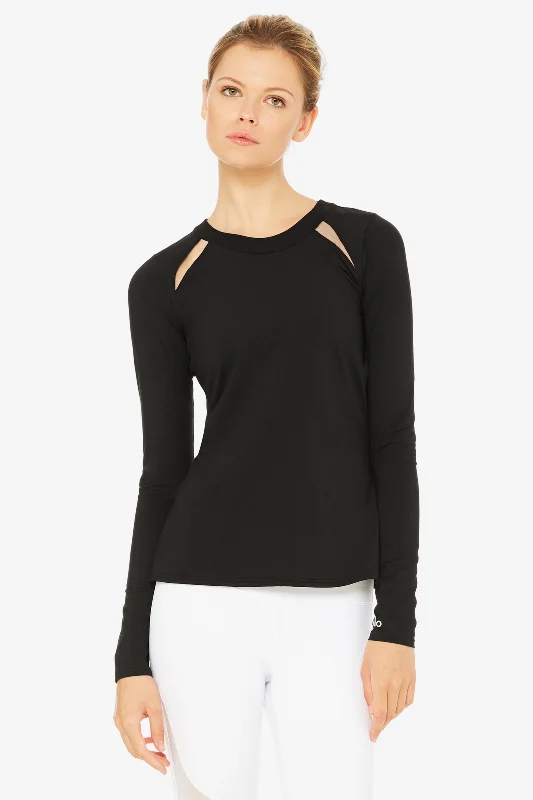 Sports top with unique straps -Mantra Long Sleeve - Black