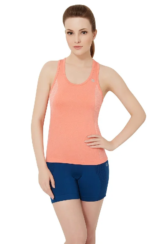 Sports top with sleek fit -Half Sleeve Criss-cross Back Sports Cami - Porcelain Rose