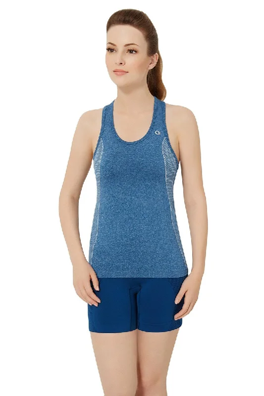 Sports top with fun fit -Half Sleeve Criss-cross Back Sports Cami - Poseidon