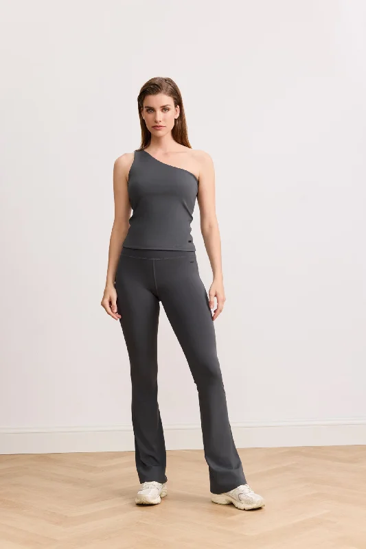 Sports top with smooth fit -SIENNA SHAPE one shoulder top - Dark Grey