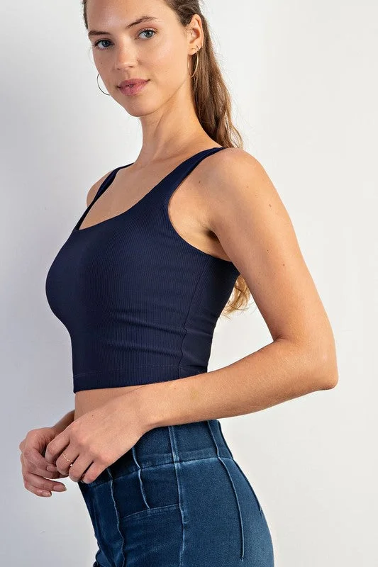 Sports top for active gym -Stay Comfy Ribbed Crop Top