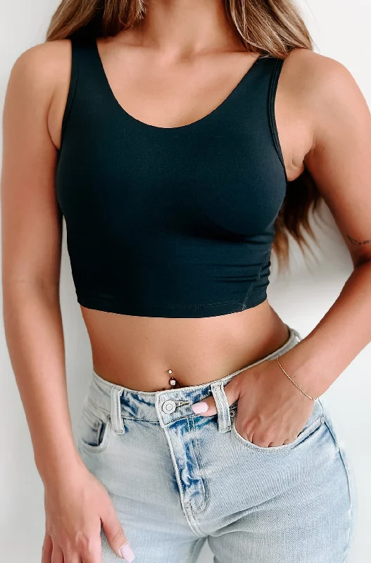 Sports top for gym goals -Victory Lap Cropped Active Top (Black)